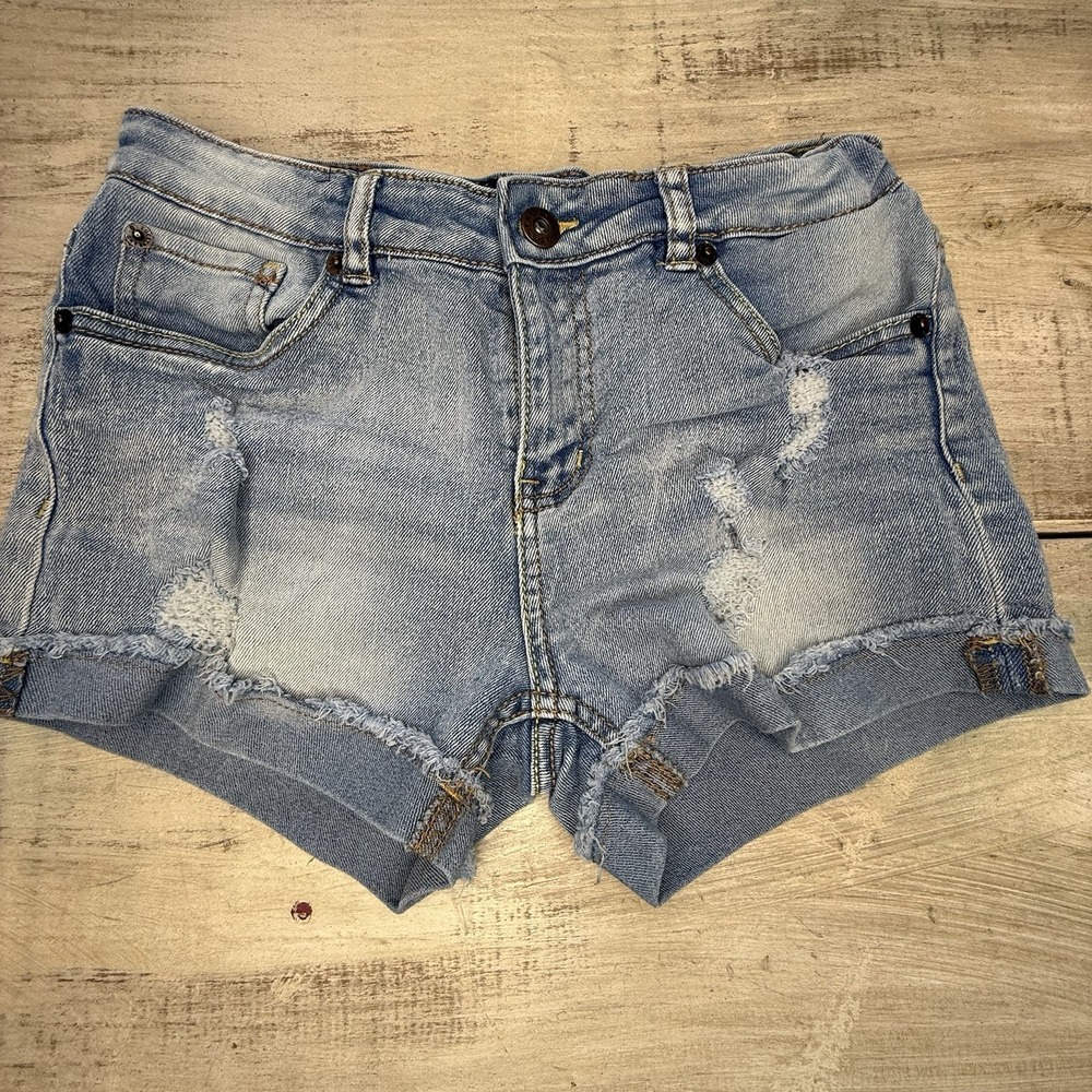 Lucky Brand Kids Girls Distressed Denim Shorts Size 16 Blue EUC